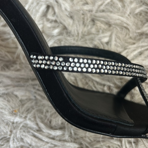 NWOB Black Suede Studio Crystal Embossed High Heel Sandals in Black Sz 40 US 10 - Picture 3 of 11